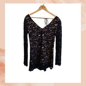 ASTR Black Lace Long Sleeve Romper